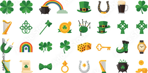 Stunning St Patrick's Day clover and hat icons