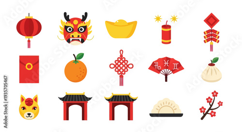 Chinese new year festive icon collection