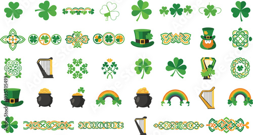 Stunning St Patrick's Day clover and hat icons