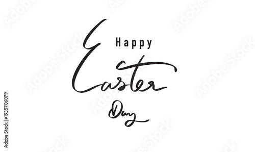 Happy easter day text font calligraphy hand lettering script black color object icon happy easter day egg rabbit bunny april month greeting card religion banner animal template party happy easter day 
