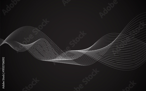 Wave background. Digital frequency lines. Wavy lines for brochure and flyer design. Dynamic smoke waves. Curved wavy lines.