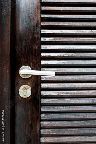 Wallpaper Mural Close up view of a wood door handle with keyhole Torontodigital.ca