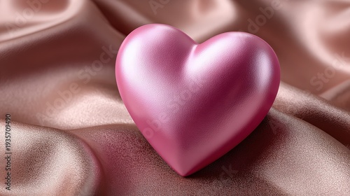 Romantic Love Heart on Rose Gold Silk for Valentine's Day