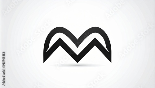 Minimalist abstract black M letter logo design on white background for modern branding