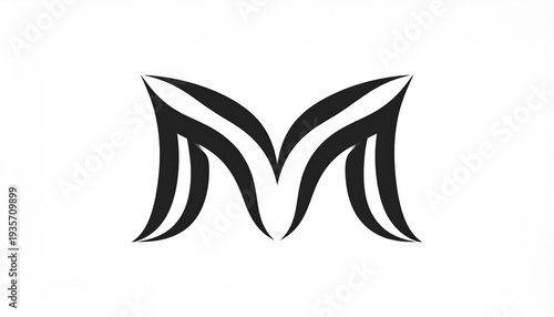 Minimalist abstract black M letter logo design on white background for modern branding