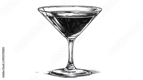 Hand-drawn martini glass filled with dark drink