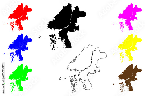 Gothenburg city (Kingdom of Sweden) map vector illustration, scribble sketch Göteborg map