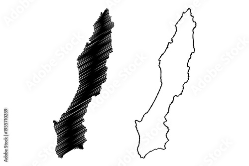 Tanegashima island (Japan, East Asia, Japanese archipelago, Osumi Islands) map vector illustration, scribble sketch Tanegashima map