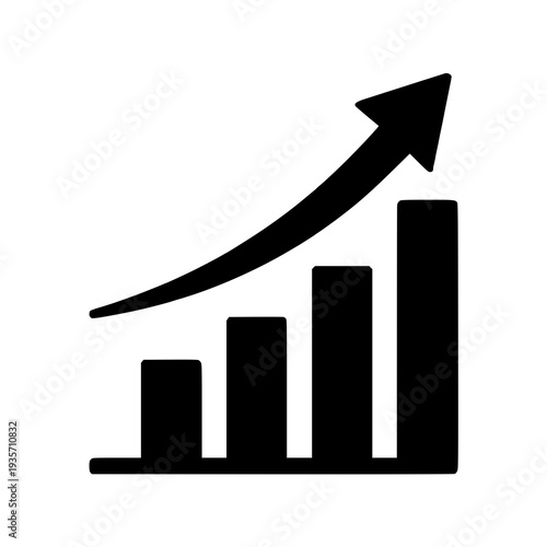 Graphic illustration of upward growth and increasing progress over time