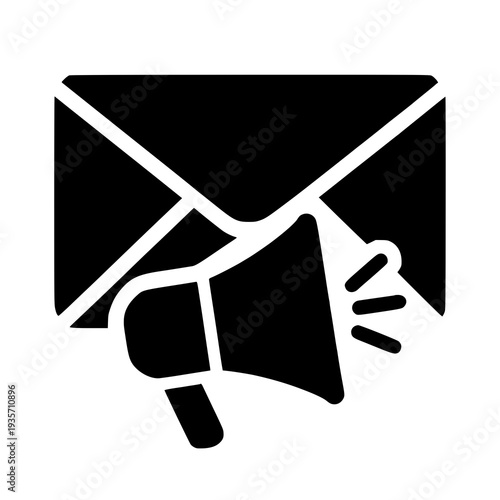 A stylized icon of an envelope with a megaphone emerging from it