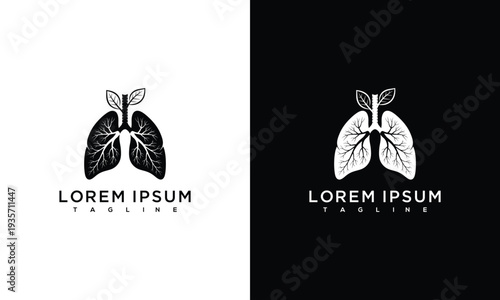 Lung Health Logo Design with Nature Inspired Leaves - Respiratory Wellness Symbol.