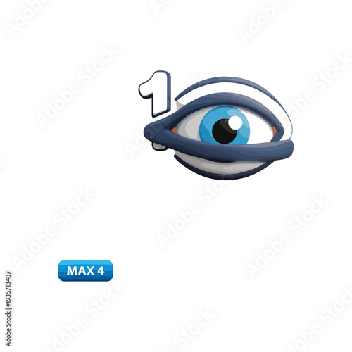 Eye Icon with Number One and Max 4 Button