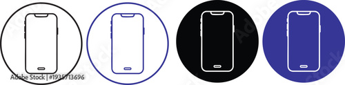 Four smartphone in different colored circles smartphones black white blue