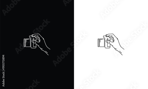 Hand Holding Camera Line Art Icon for Photography  Digital Content Creation.