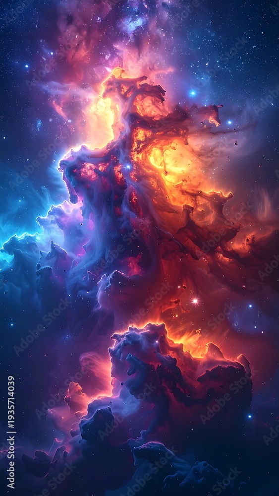 Obraz premium Vibrant celestial abstract showing a cosmic cloud formation