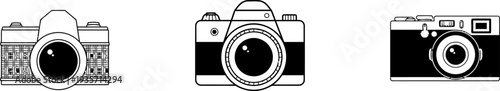 Three different camera styles illustrated in black and white.