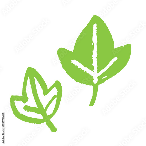 手描きグリーン葉っぱのエコ自然オーガニック植物ベクターアイコン素材