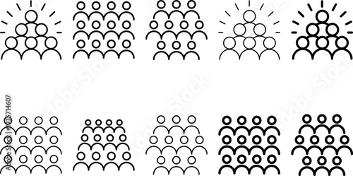Various crowd icons with different styles and highlights.
