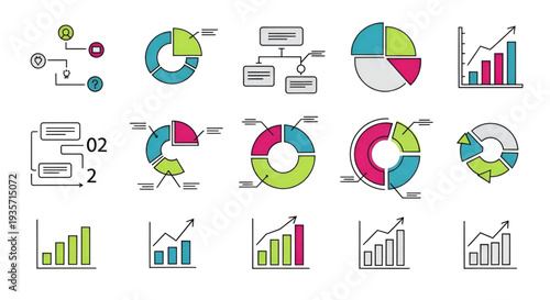 Collection of business charts and diagrams for data presentation