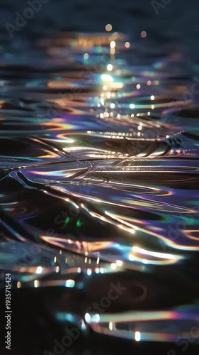 Rainy Night Water Reflections Shining Lights Ripples.