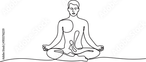 continuous line drawing of male Kegel exercises.one line drawing of man doing kegel exercises.one line vector illustration with white background