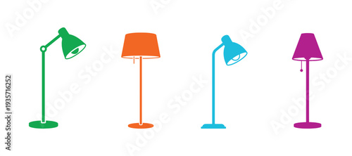 Modern floor lamp pictogram with colorful design for web use.