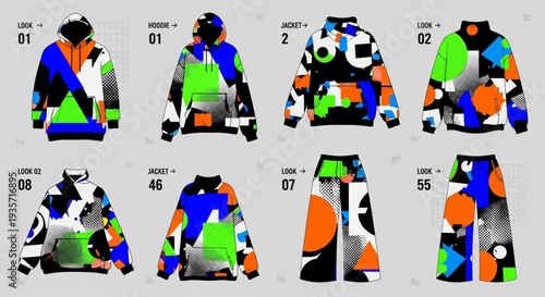 Abstract Geometric Patterned Apparel Collection.