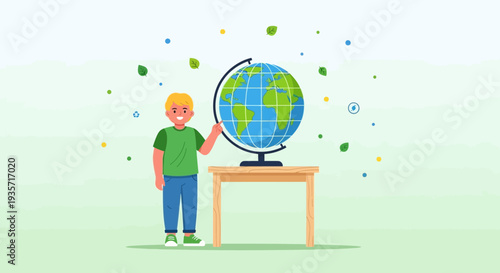 Young Explorer Studying Global Geography
