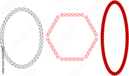 Geometric shapes depicted with different complexity levels of circular patterns