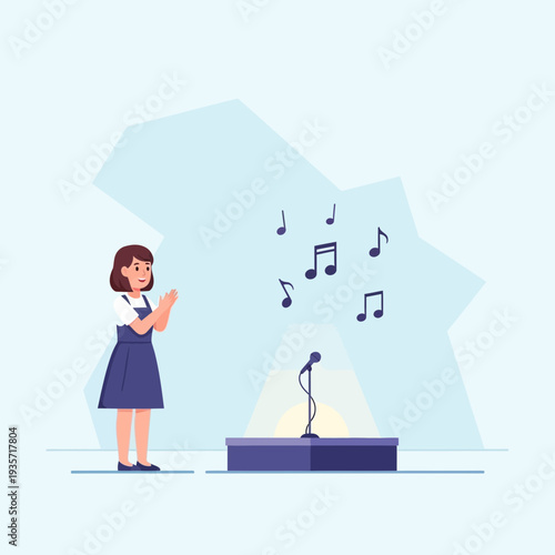 Young Performer Applauds Joyfully After A Captivating Musical Performance