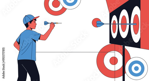 Young Person Aiming Dart At Target Board With Precision And Focus