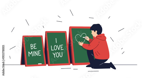 Young Person Expresses Affection With Chalkboard Art And Declarations Of Love