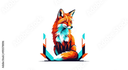 Vibrant illustration of a fox with closed eyes on a white background