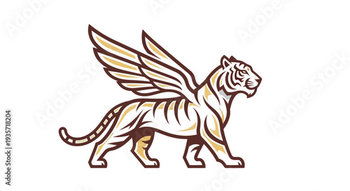 Foto Winged tiger illustration a symbol of power and elegance on white