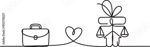 Continuous one line drawing work life balance icon. Surprise gift. Work life balance. Manage time well.one line vector illustration with white background