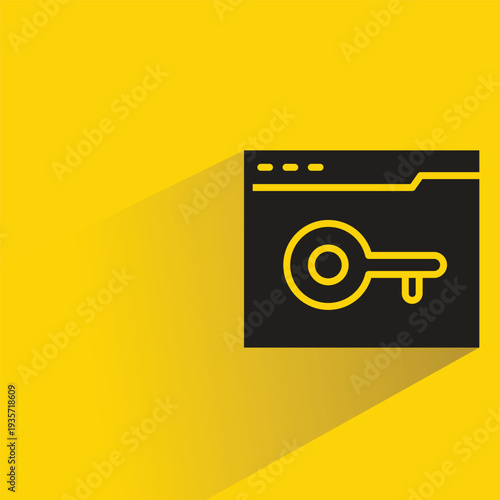 web security icon with shadow on yellow background