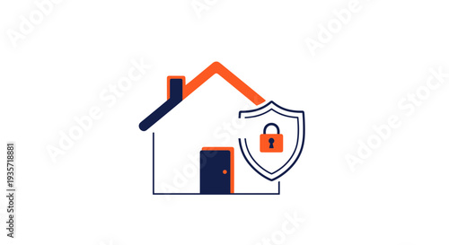 A home insurance logo with a house and shield on transparent background