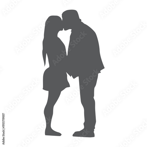 Kissing couple silhouette