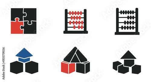A set of geometric shapes and mathematical symbols on transparent background