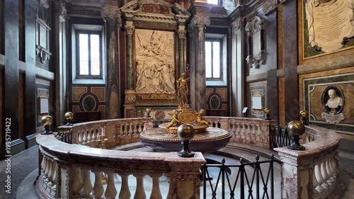 Cinematic Slow Motion Baptistery Interior Basilica Santa Maria Maggiore Rome