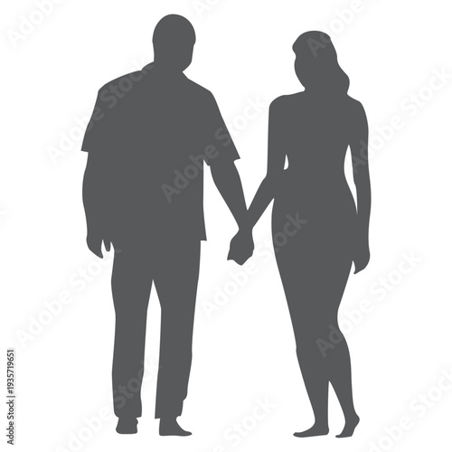 Walking lover silhouette