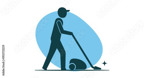 Cleaner with Vacuum Cleaner, Housekeeping Icon, Professional Cleaning Service