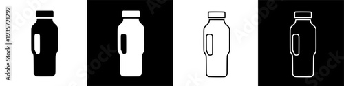 Illustration of a white bottle with a handle on a black background, graphic design