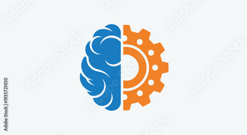 Brain and Gear Cog Hybrid: Intelligence Meets Mechanics, Innovation Concept