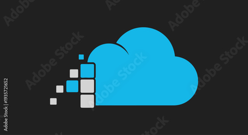 Digital Cloud Computing Concept - Abstract Pixels Data Transfer