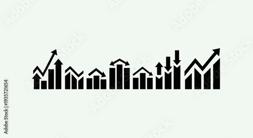 Financial Growth and Decline Graph Icons Set