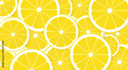 Vibrant Yellow Lemon Slices Pattern - Fresh Citrus Fruit Slice Background