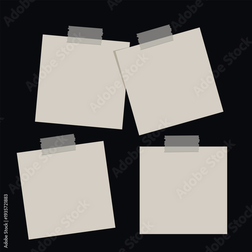 Realistic 3d Detailed Investigation Board or Detective Map with Pinned Paper and Note. Vector illustration of Plan Work	. Black background