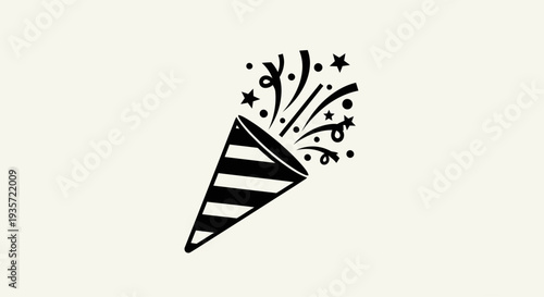 Party Popper Exploding With Stars and Confetti