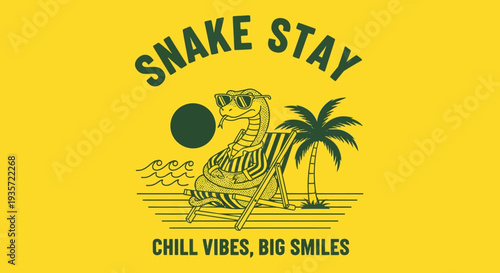 Cartoon Snake Wearing Sunglasses Relaxing.